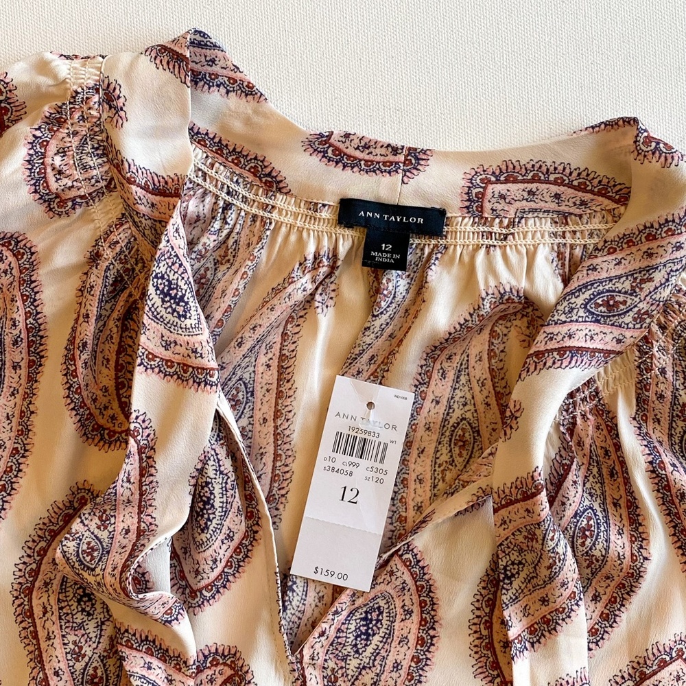 NWT Ann Taylor Feminine Paisley Print Midi Dress, Size 12